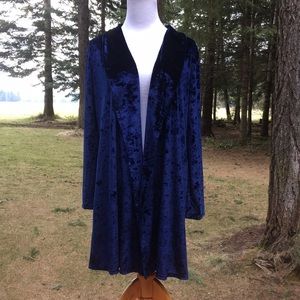 Shimera small blue “velvet-like” open front cardigan